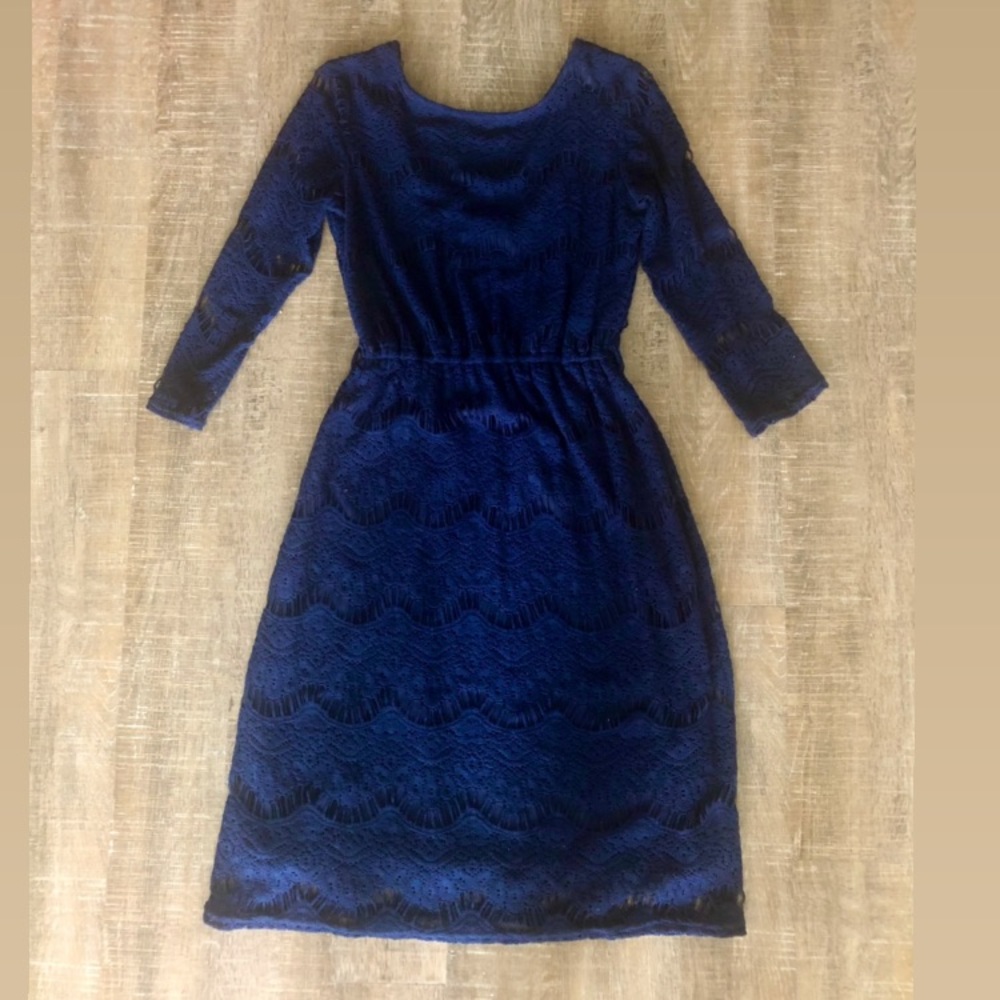 River Island/ ASOS navy lace midi dress Sz 6
